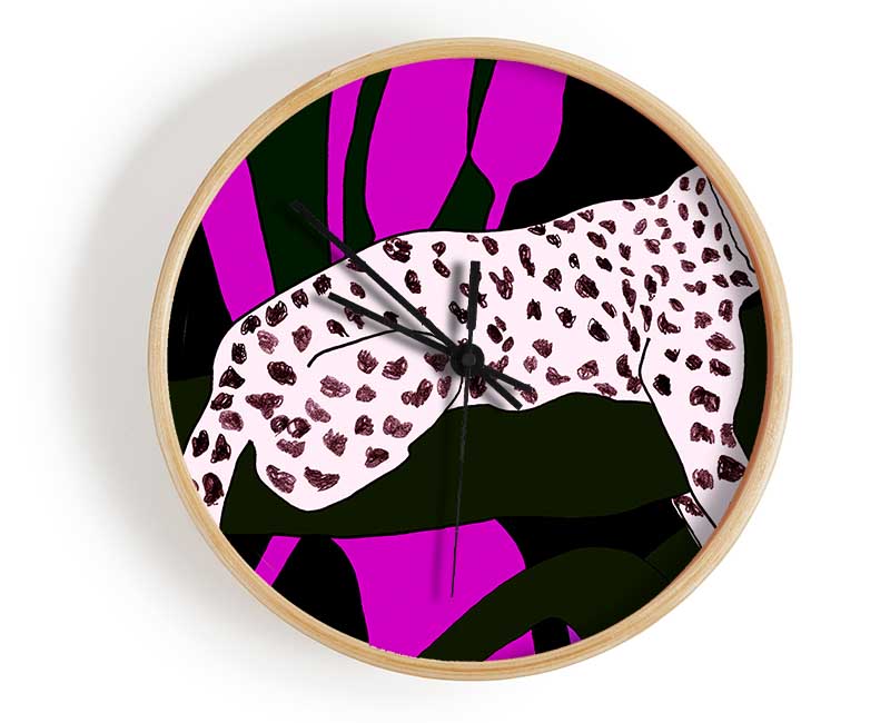 Pink Leopard Spots Clock - Wallart-Direct UK