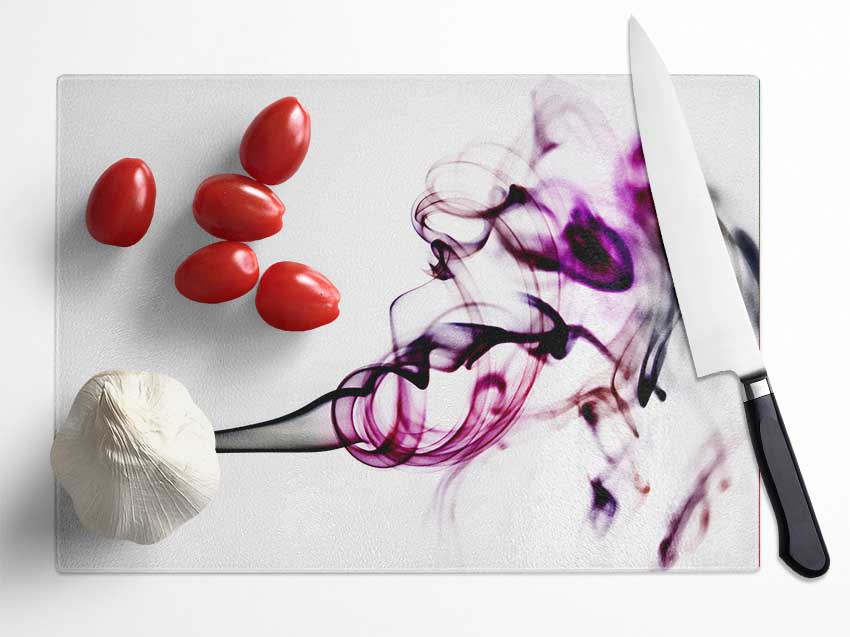 Pink Smoke Fury Glass Chopping Board