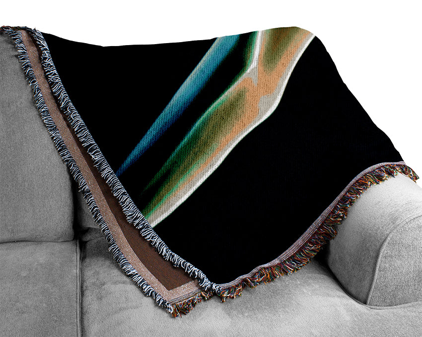 Vibrant Smoke Trail On Black Woven Blanket