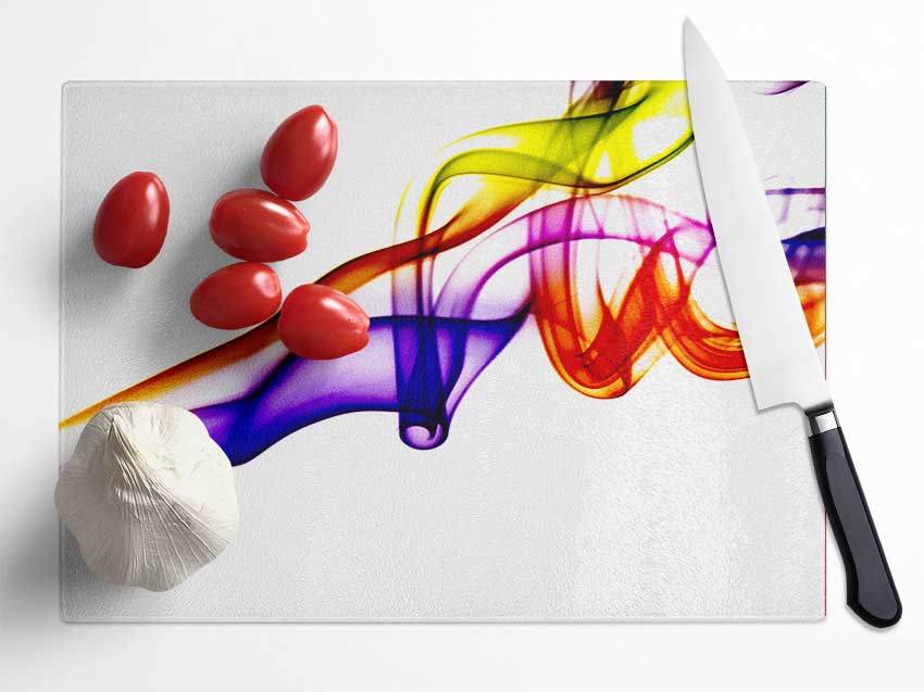 Rainbow Smoke Celebration Glass Chopping Board