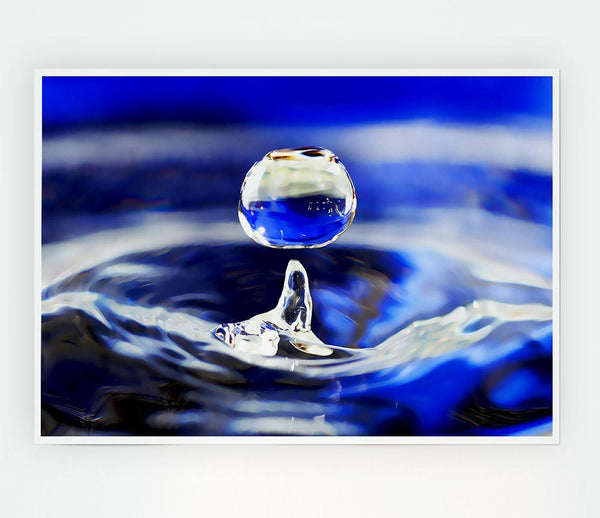 Blue Water Droplet Print Poster Wall Art