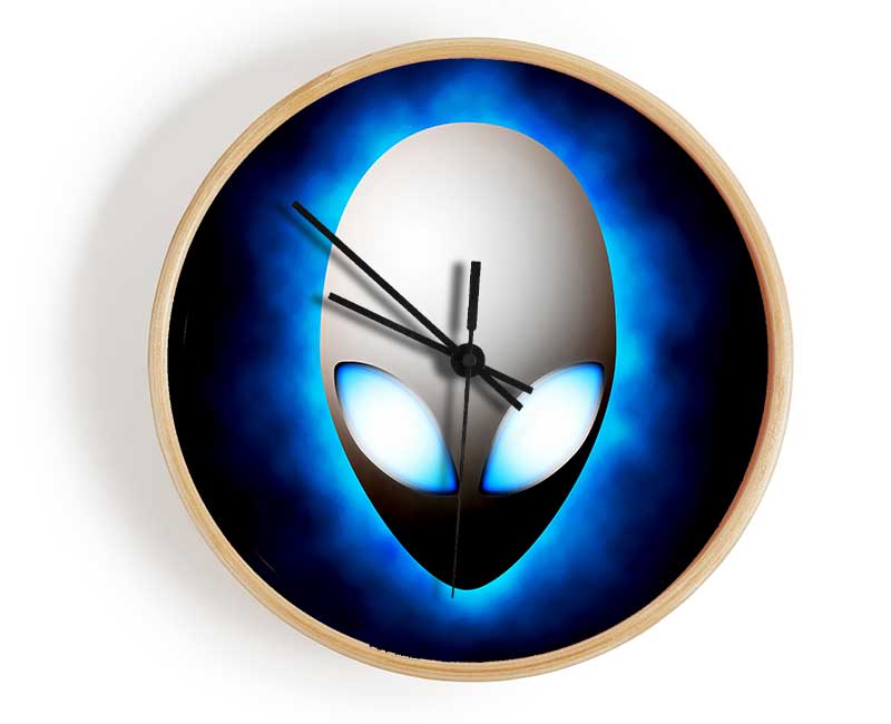 Alien Face Blue Clock - Wallart-Direct UK