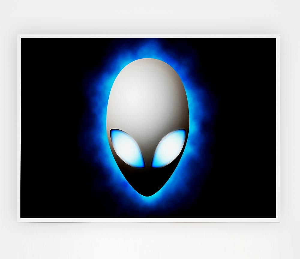 Alien Face Blue Print Poster Wall Art