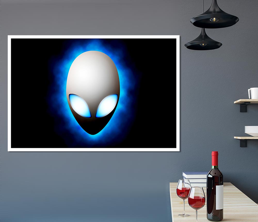 Alien Face Blue Print Poster Wall Art