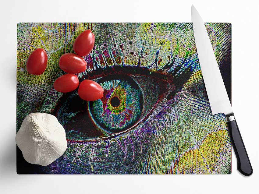 Psychedelic Peacock Eye Glass Chopping Board