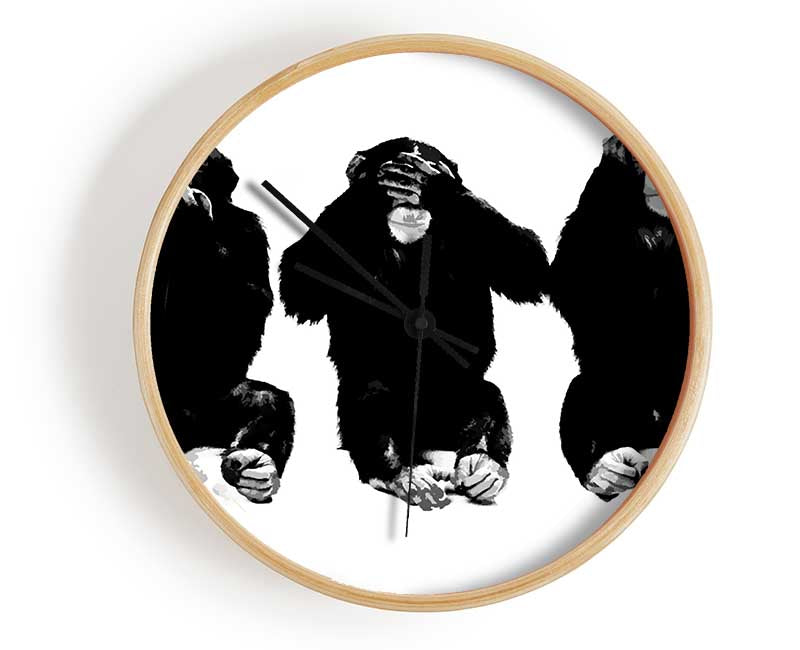 Speak No Evil See No Evil Hear No Evil Clock - Wallart-Direct UK