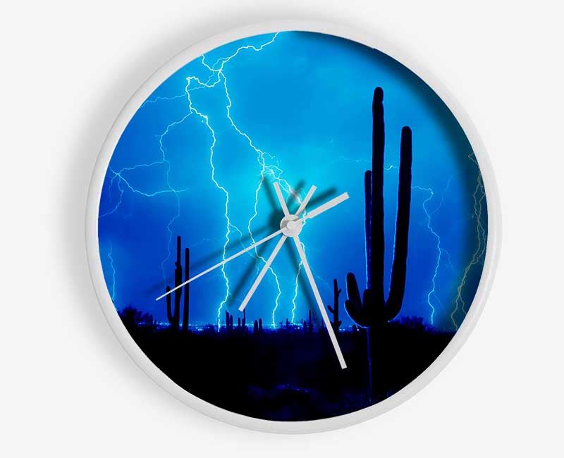 Blue Lightning Storm Clock - Wallart-Direct UK