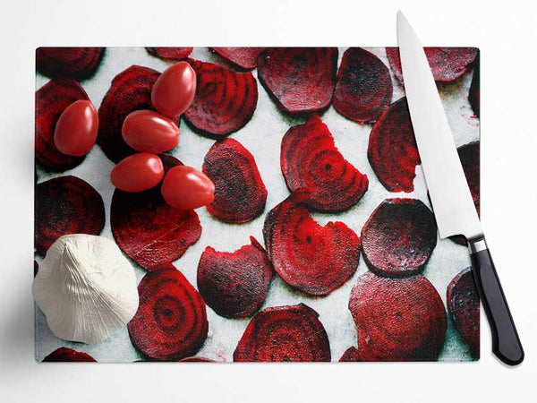 Red Beetroot Slices Glass Chopping Board