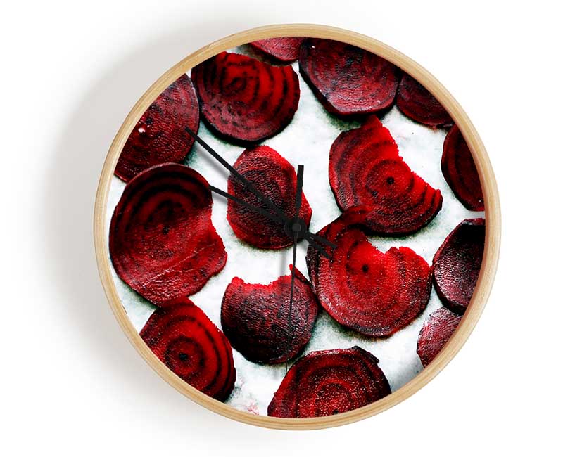 Red Beetroot Slices Clock - Wallart-Direct UK