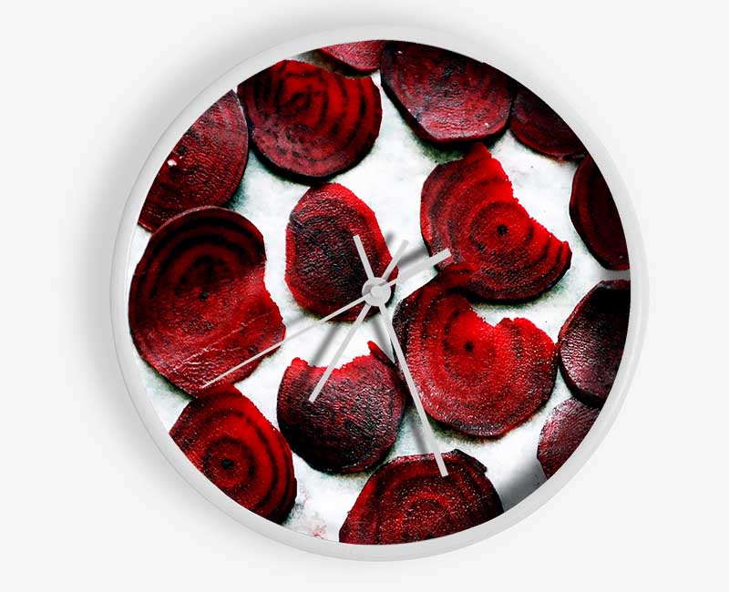 Red Beetroot Slices Clock - Wallart-Direct UK