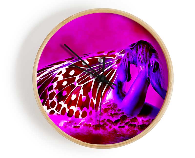 Pink Angel Wings Clock - Wallart-Direct UK