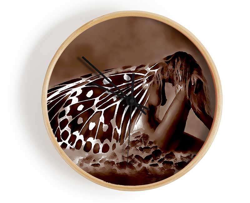 Chocolate Butterfly Landing Clock - Wallart-Direct UK