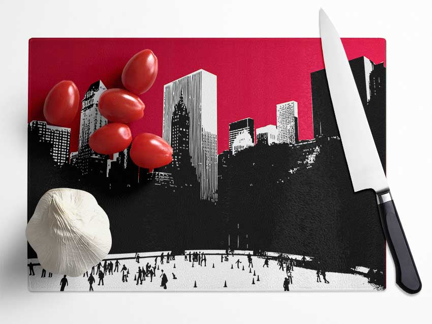 Painting The City Red Glass Chopping Board