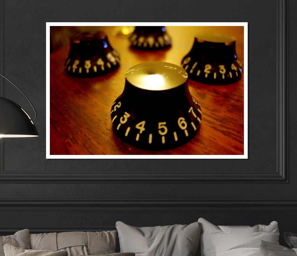 Guitar Dials Close Up Print Poster Wall Art