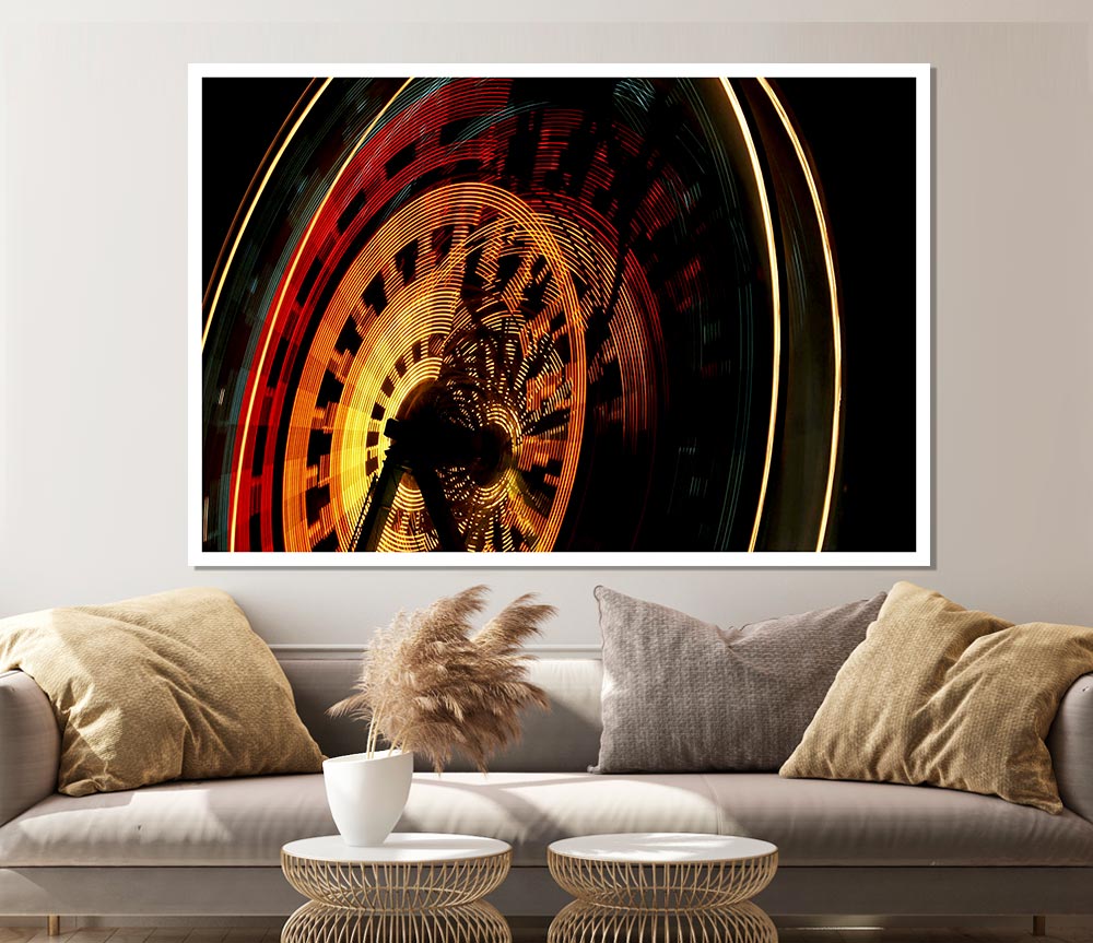 Ferris Wheel At Night Print Poster Wall Art