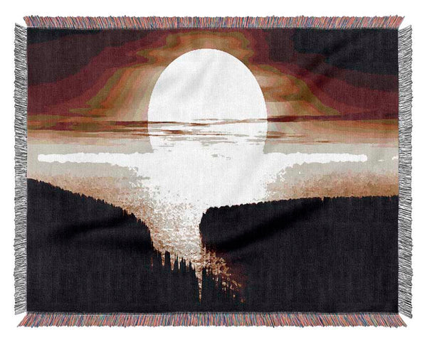 Chocolate Moonlit River Flows Woven Blanket