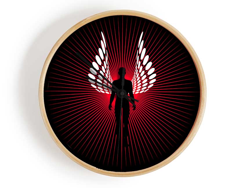 Male Angel Wings Red Clock - Wallart-Direct UK