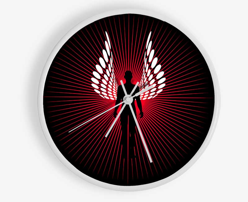 Male Angel Wings Red Clock - Wallart-Direct UK