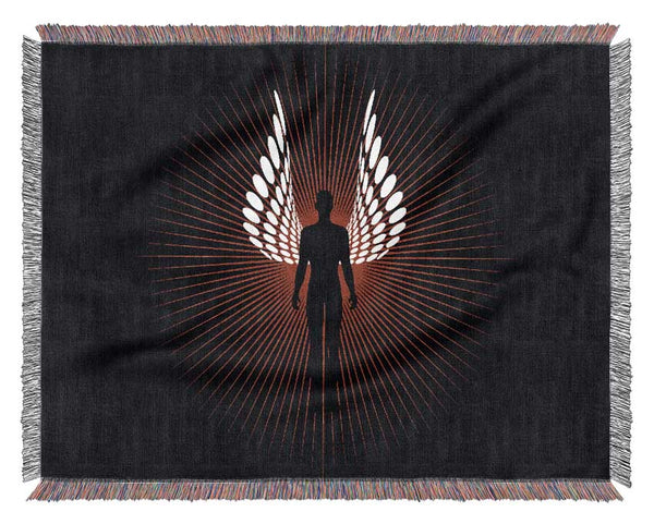 Male Angel Wings Red Woven Blanket