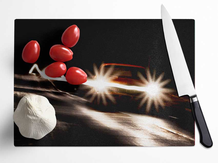 Street Car Race Glass Chopping Board