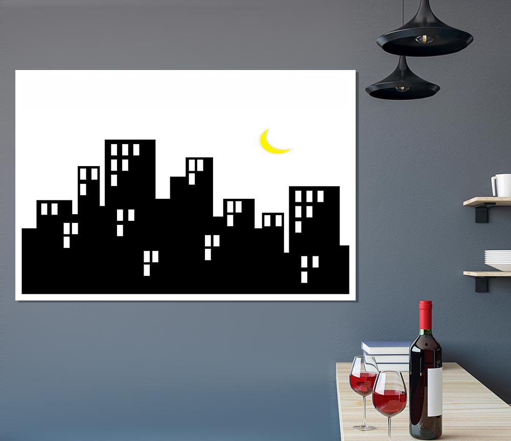 City Moonlight Print Poster Wall Art