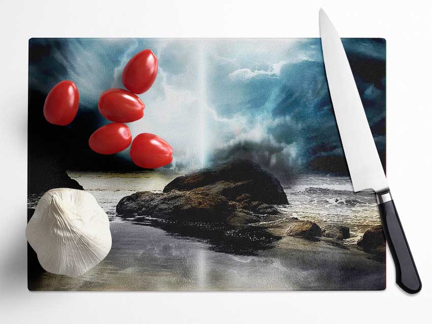 Storm On The Beach Glass Chopping Board