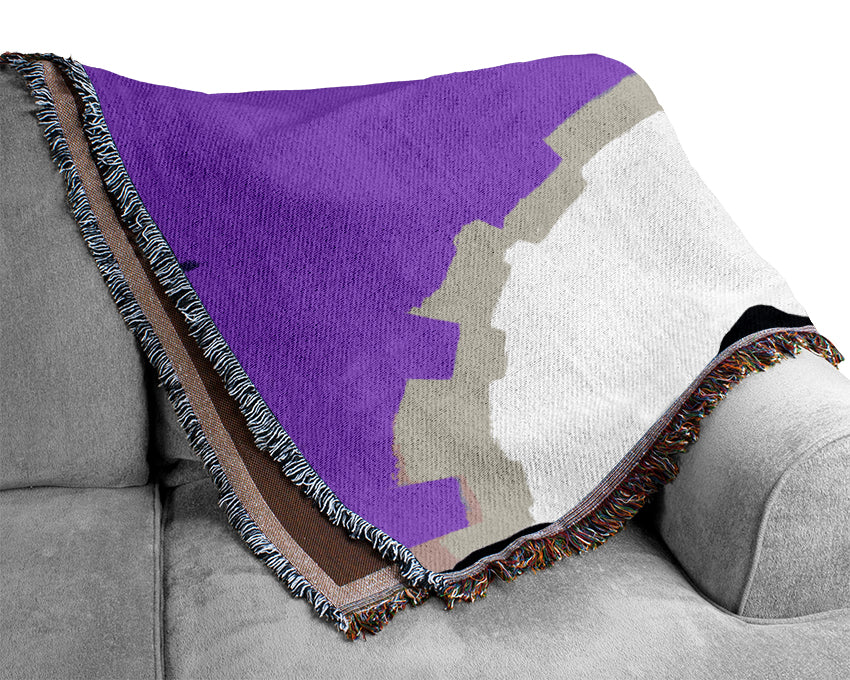 Purple Palmtree Sunrays Woven Blanket