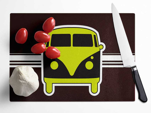 Retro Vw Camper Van Lime Green Glass Chopping Board