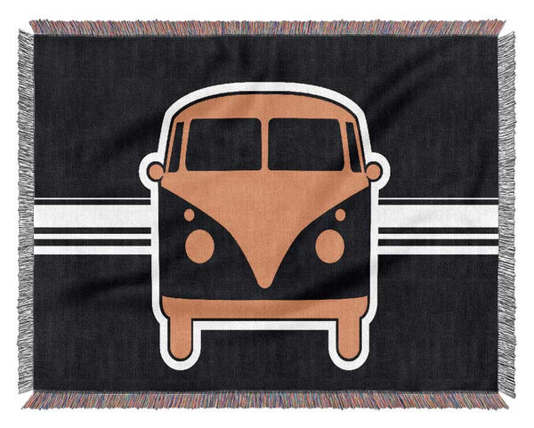 Retro Vw Camper Van Lime Green Woven Blanket