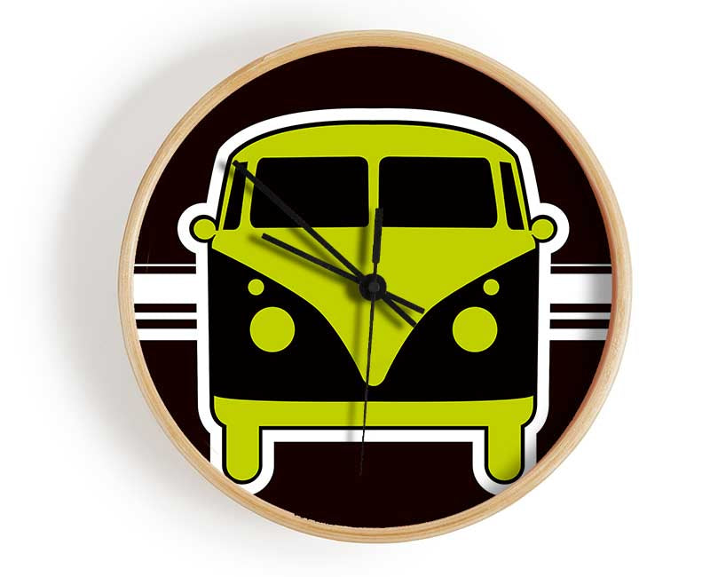 Retro Vw Camper Van Lime Green Clock - Wallart-Direct UK