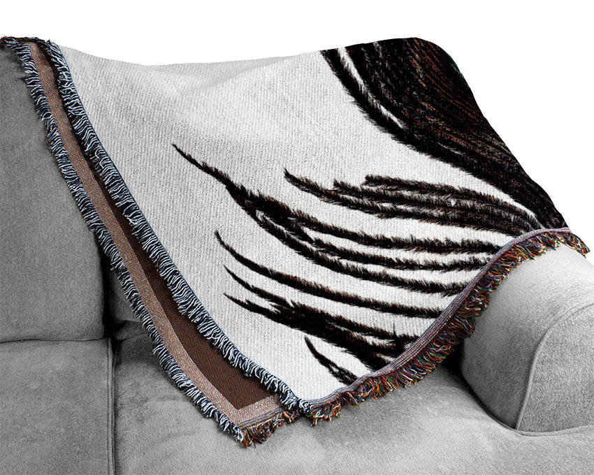 Peacock Eye Feather Woven Blanket