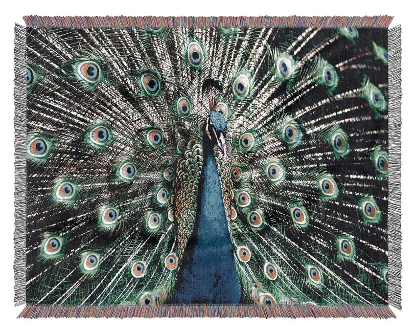 Stunning Peacock Feathers Woven Blanket