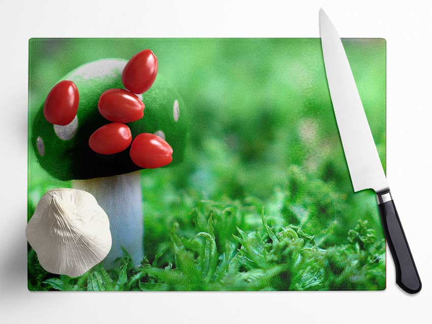 Green Mushroom Glass Chopping Board