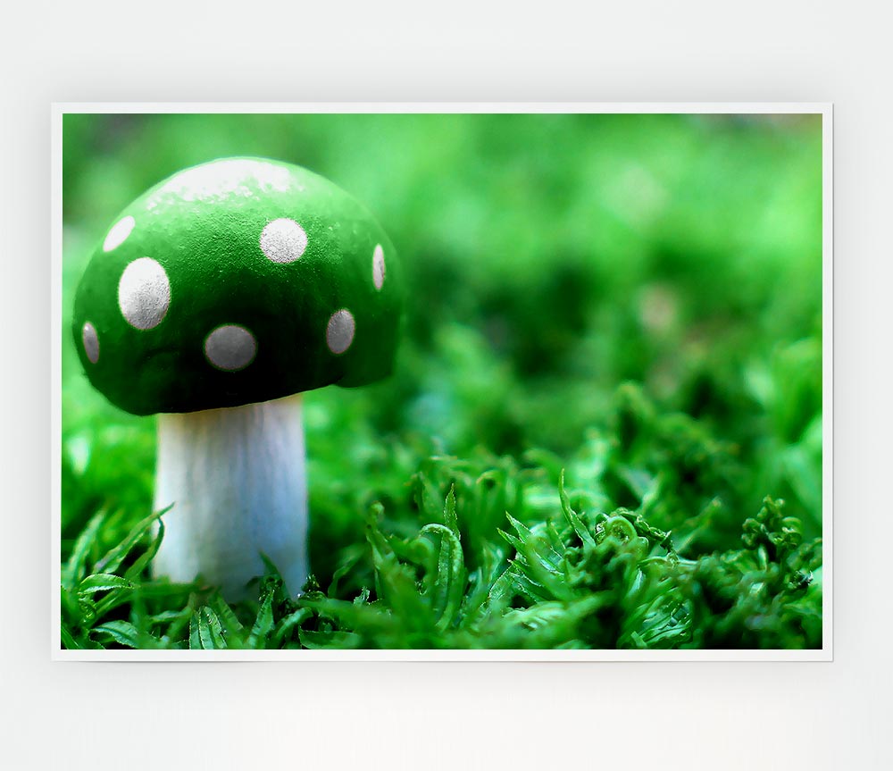 Green Mushroom Print Poster Wall Art