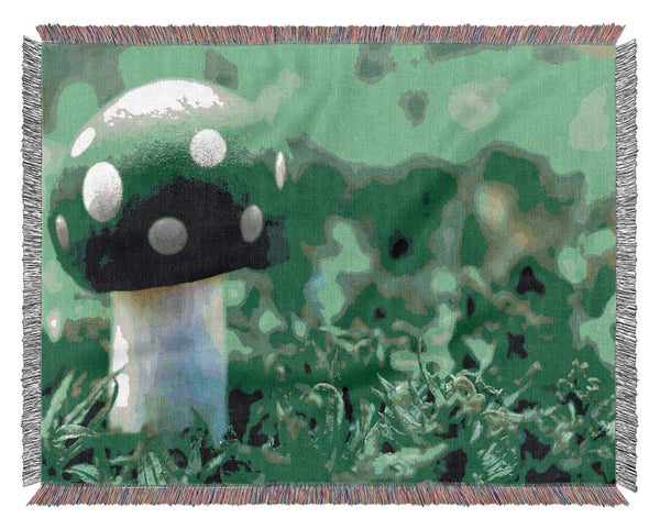 Green Mushroom Woven Blanket