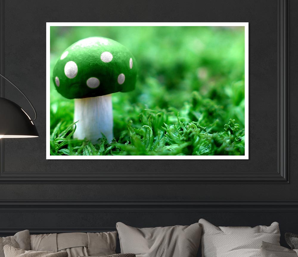 Green Mushroom Print Poster Wall Art