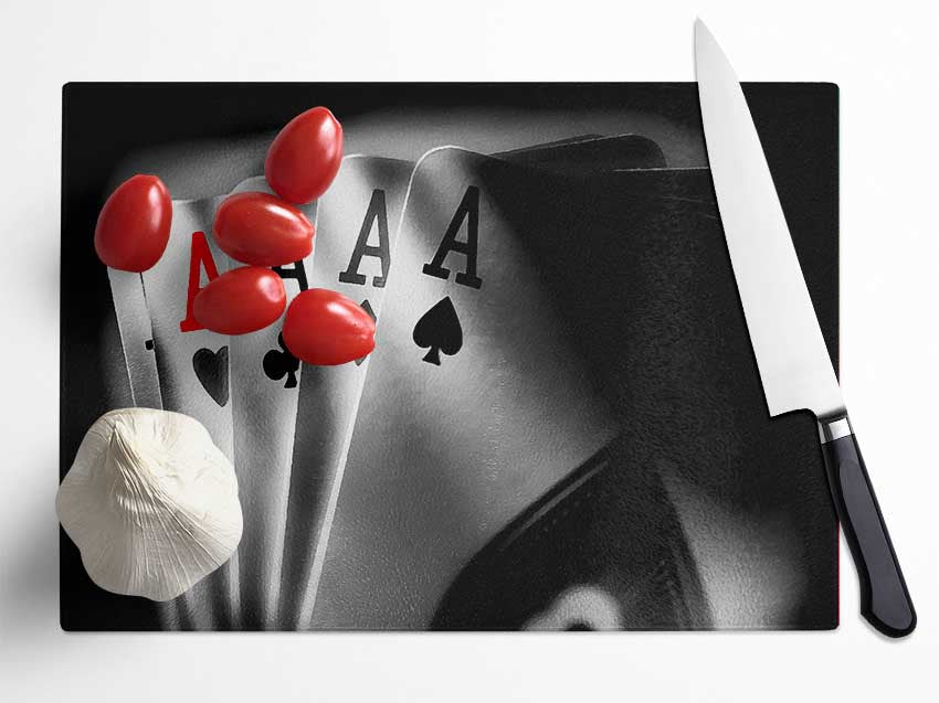 Poker Aces Glass Chopping Board