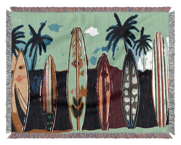 Surfboard Paradise Woven Blanket