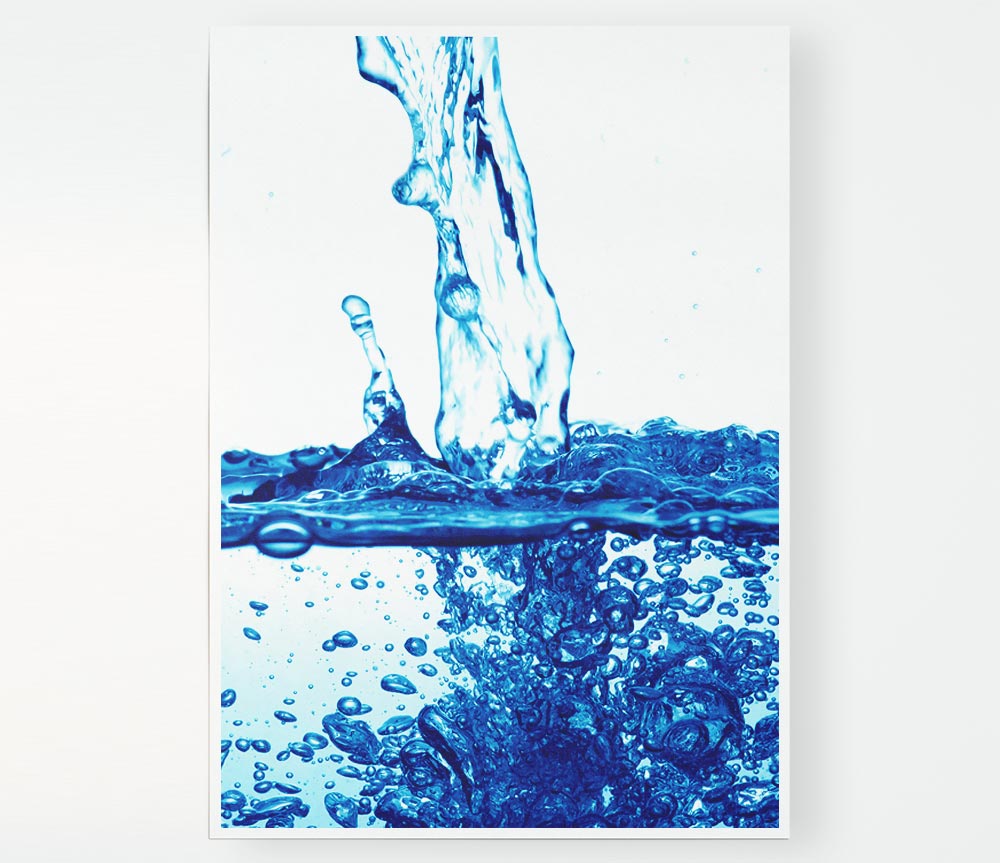 Blue Water Fizz Print Poster Wall Art