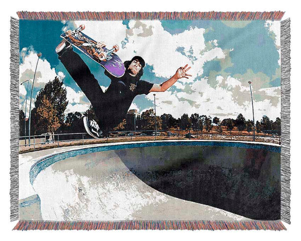 Skateboarders Flip Woven Blanket