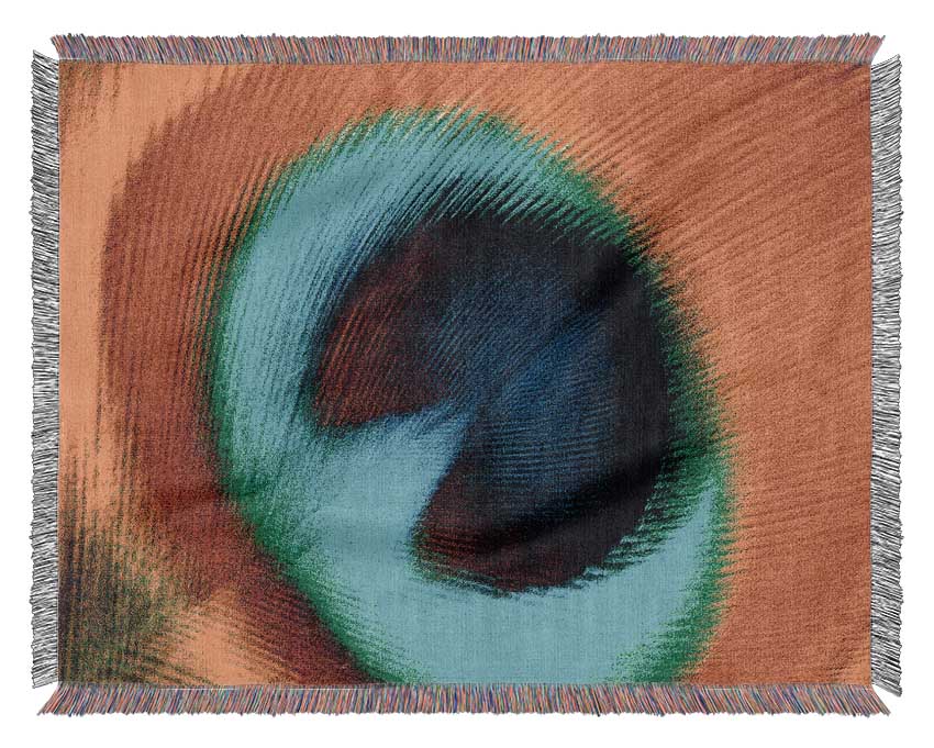 Peacock Feather Eye Close-Up Woven Blanket