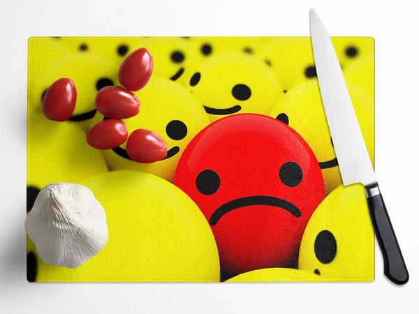 Unhappy Red Glass Chopping Board