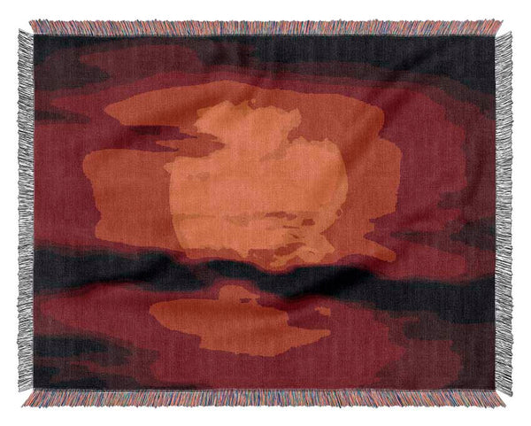 Red Sun Clouds Woven Blanket