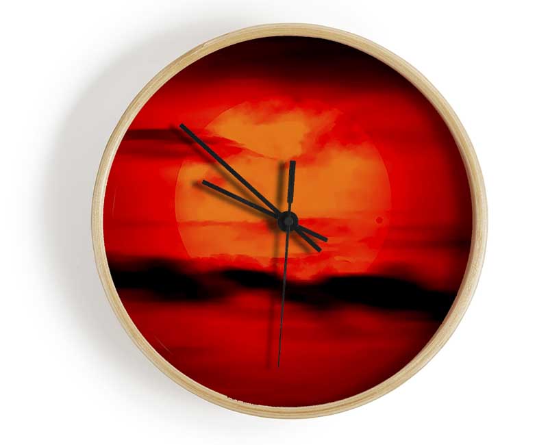 Red Sun Clouds Clock - Wallart-Direct UK