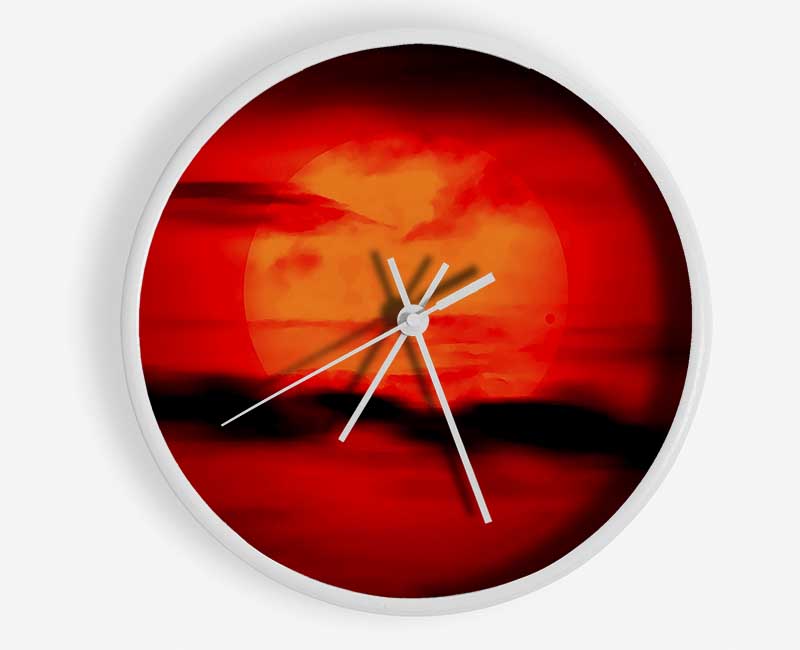 Red Sun Clouds Clock - Wallart-Direct UK