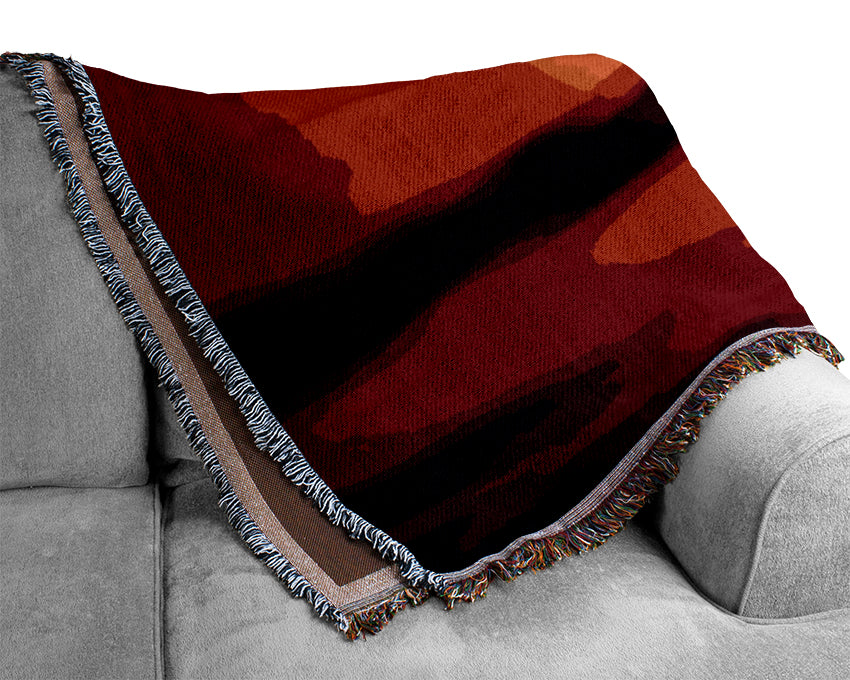 Red Sun Clouds Woven Blanket