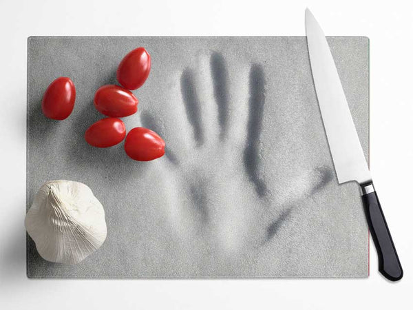 Hand Print Of Time Glass Chopping Board