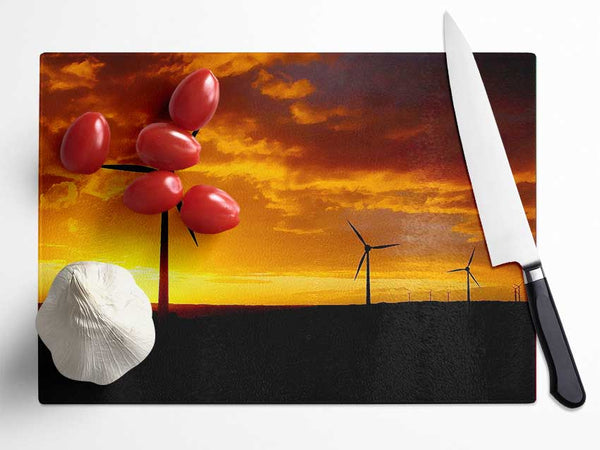 Windmills At Sunlight Glass Chopping Board