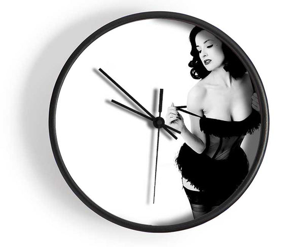 Ditta Von Teese B n W Clock - Wallart-Direct UK