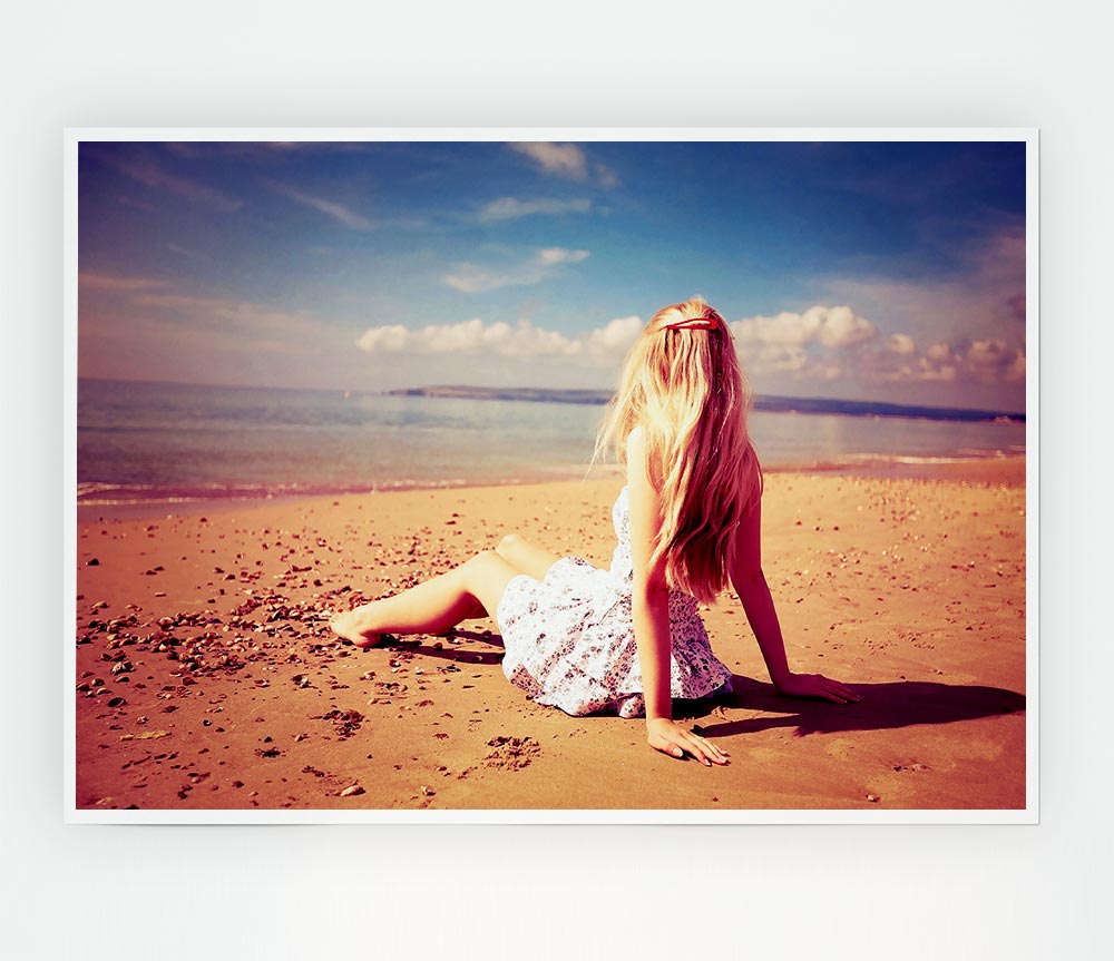 Beach Girl Print Poster Wall Art